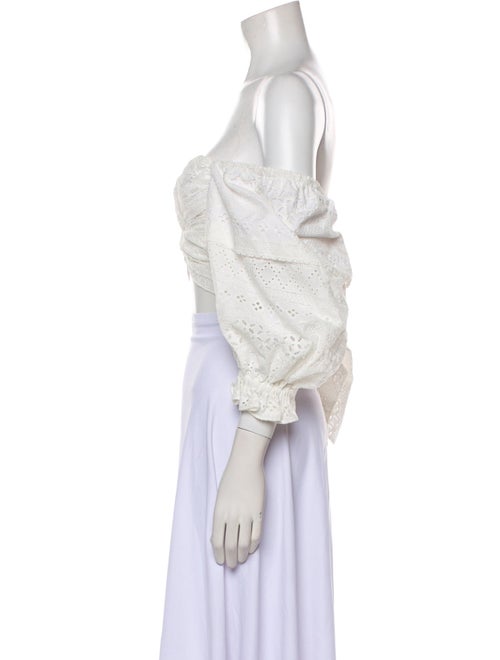 Marissa Webb Off-The-Shoulder Three-Quarter Sleeve Crop Top