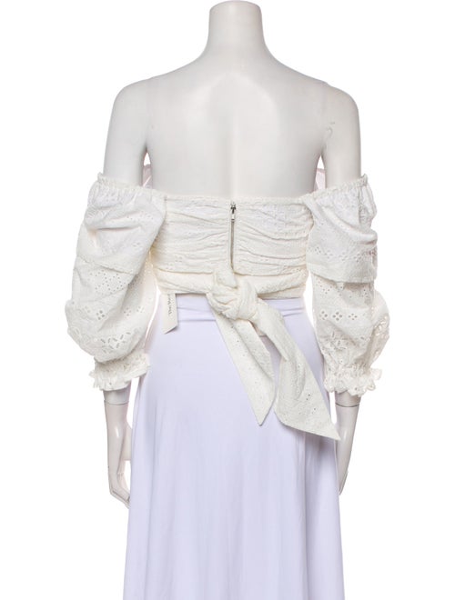 Marissa Webb Off-The-Shoulder Three-Quarter Sleeve Crop Top