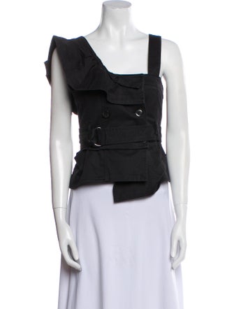 Marissa Webb Square Neckline Sleeveless Crop Top