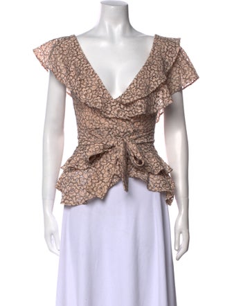 Marissa Webb Printed V-Neck Crop Top