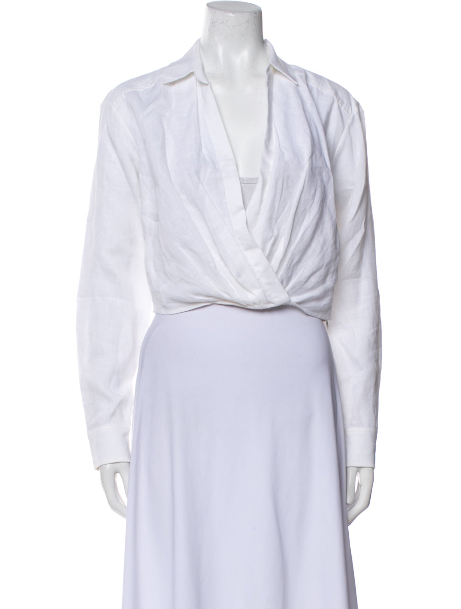 Marissa Webb Linen V-Neck Crop Top