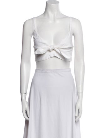 Marissa Webb Linen Square Neckline Crop Top