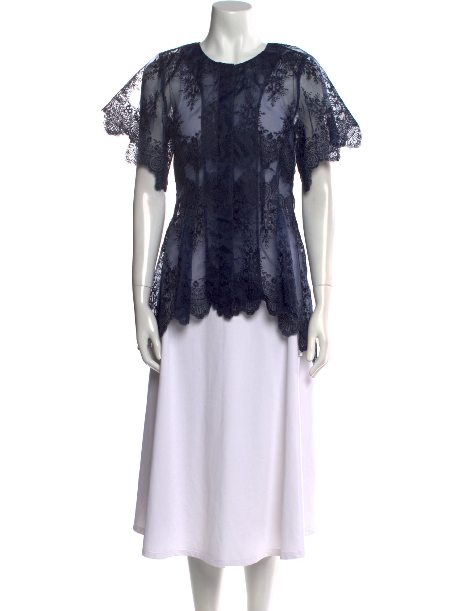 Marissa Webb Lace Pattern Crew Neck Tunic