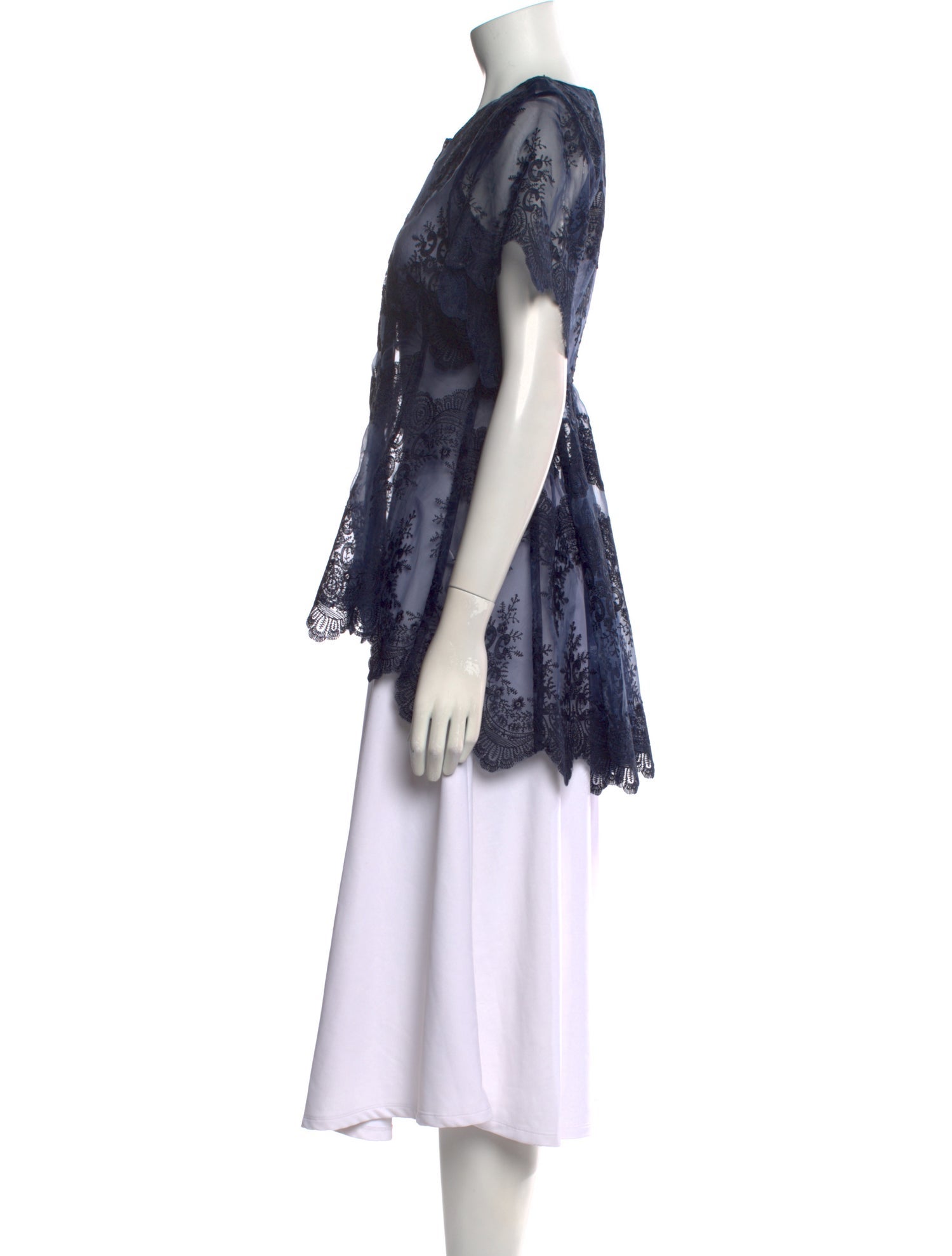 Marissa Webb Lace Pattern Crew Neck Tunic