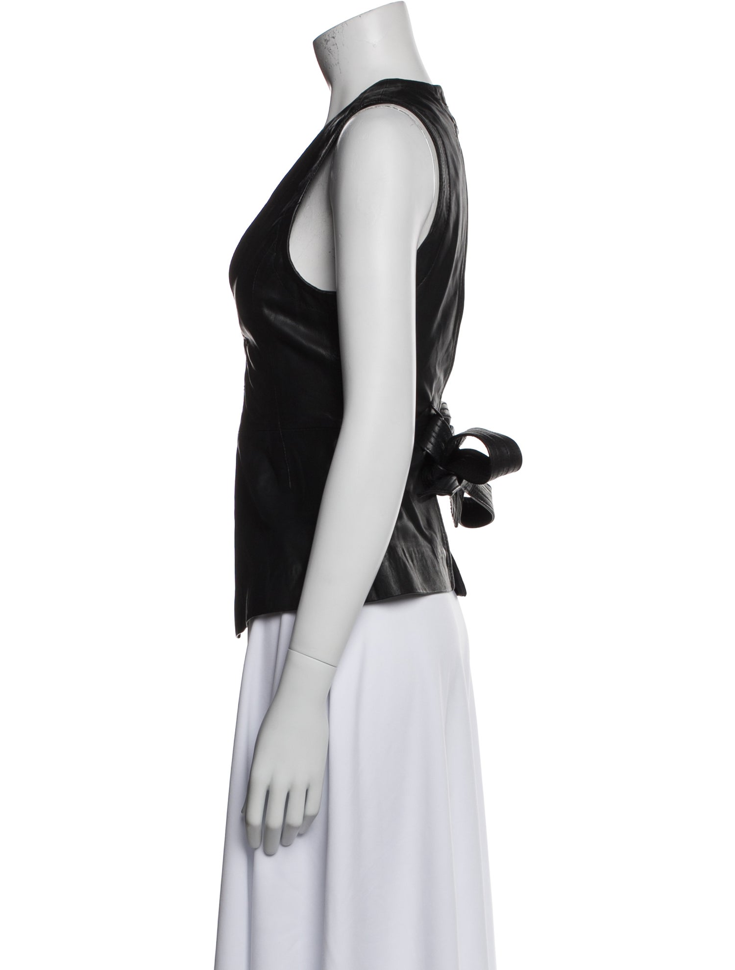 Marissa Webb Lamb Leather V-Neck Top