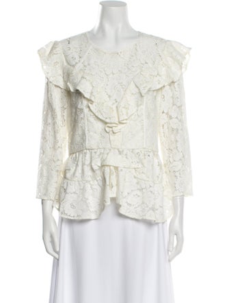 Marissa Webb Crew Neck Three-Quarter Sleeve Blouse