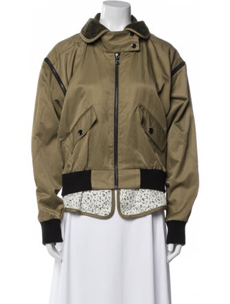 Marissa Webb Nylon Colorblock Pattern Bomber Jacket