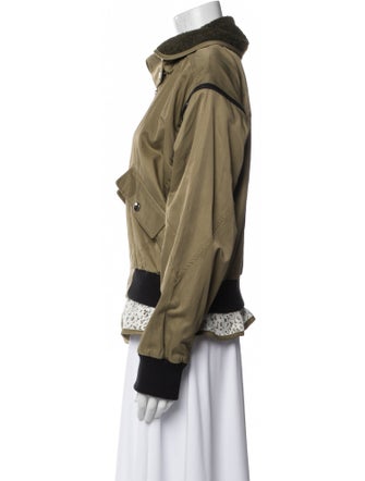 Marissa Webb Nylon Colorblock Pattern Bomber Jacket