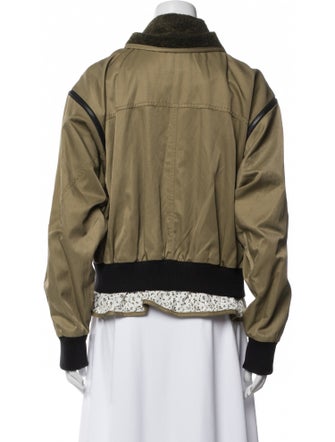 Marissa Webb Nylon Colorblock Pattern Bomber Jacket