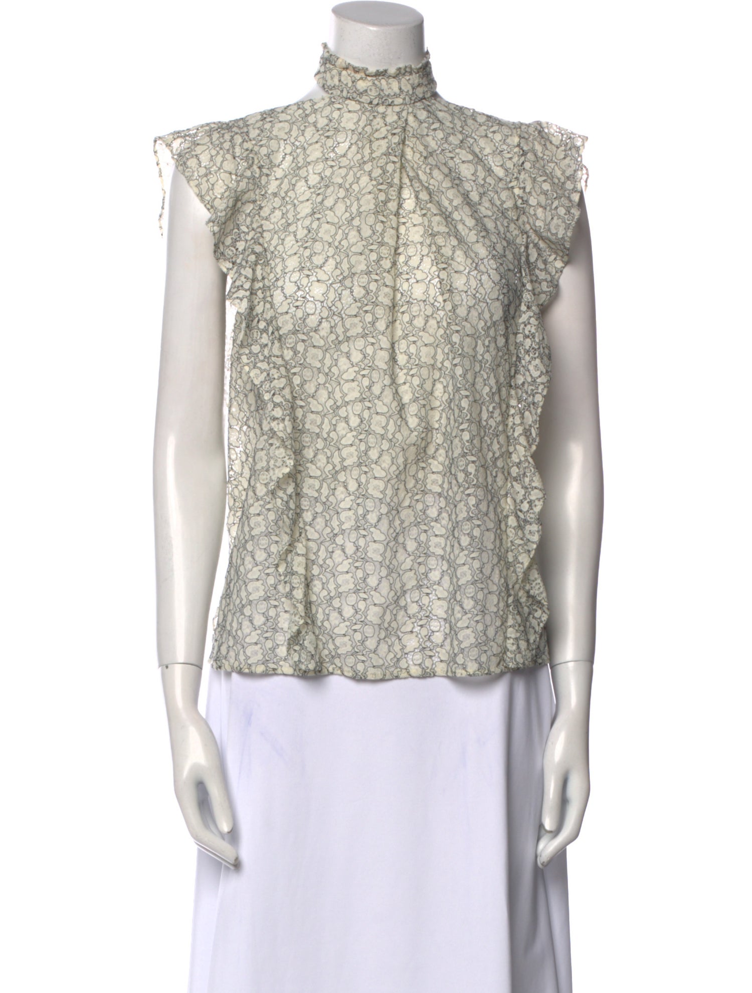 Marissa Webb Printed Mock Neck Blouse