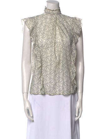 Marissa Webb Printed Mock Neck Blouse
