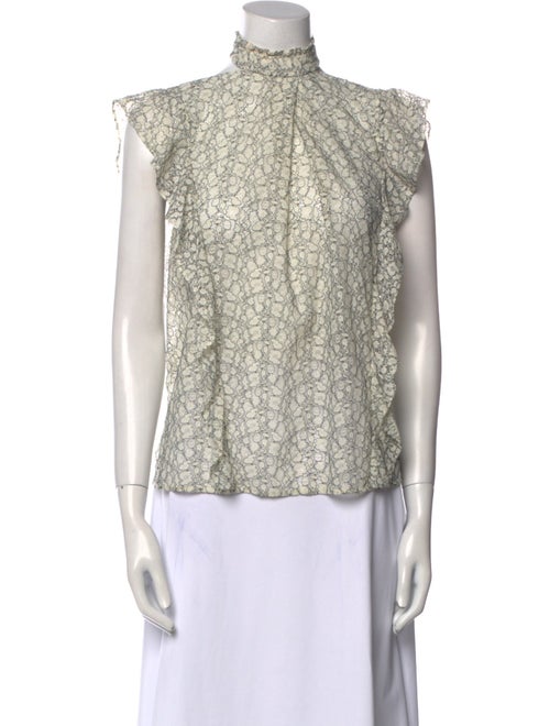 Marissa Webb Printed Mock Neck Blouse