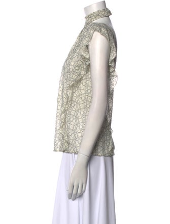 Marissa Webb Printed Mock Neck Blouse