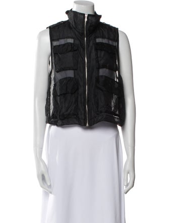 Marissa Webb Silk Mock Neck Crop Top