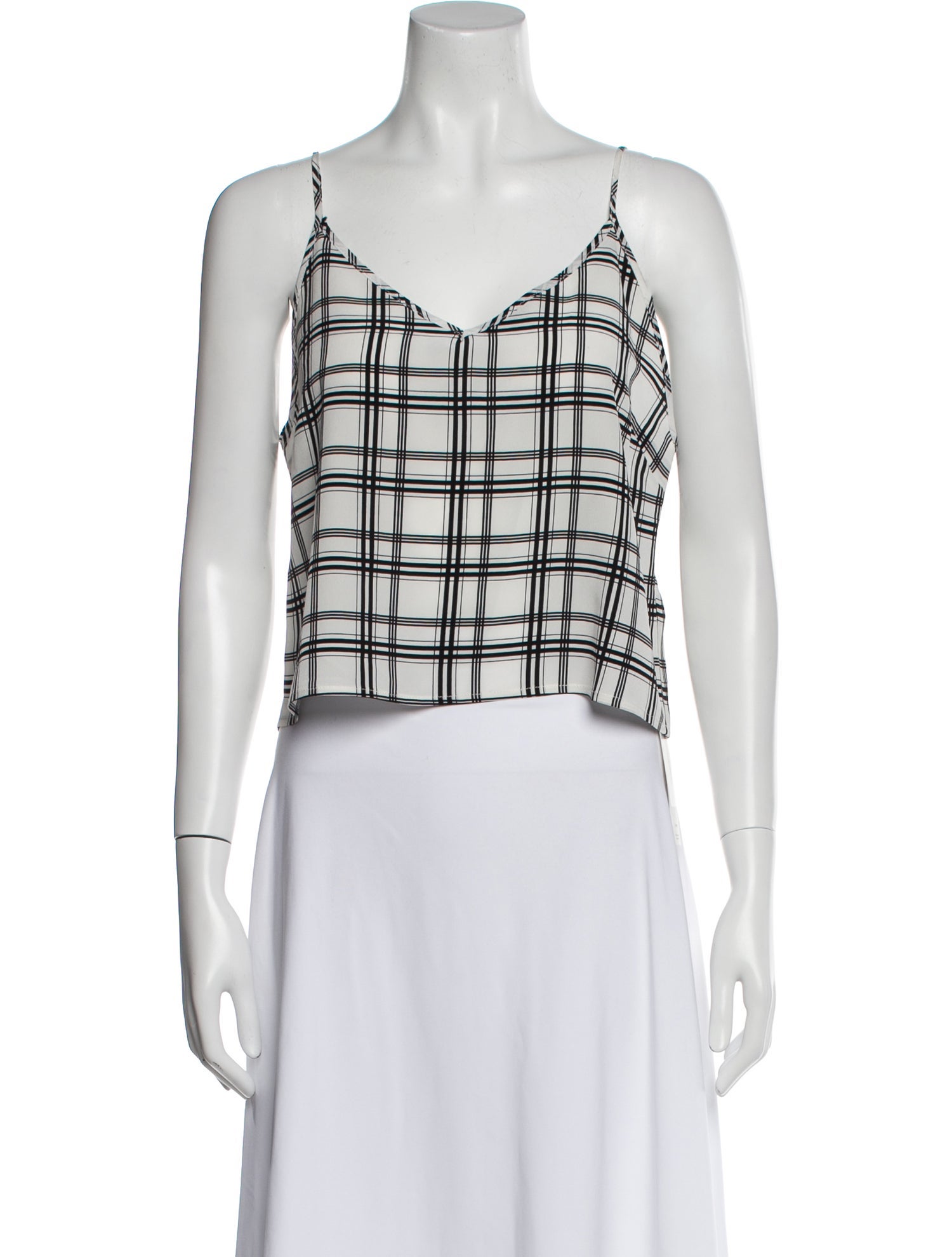 Marissa Webb Silk Plaid Print Crop Top