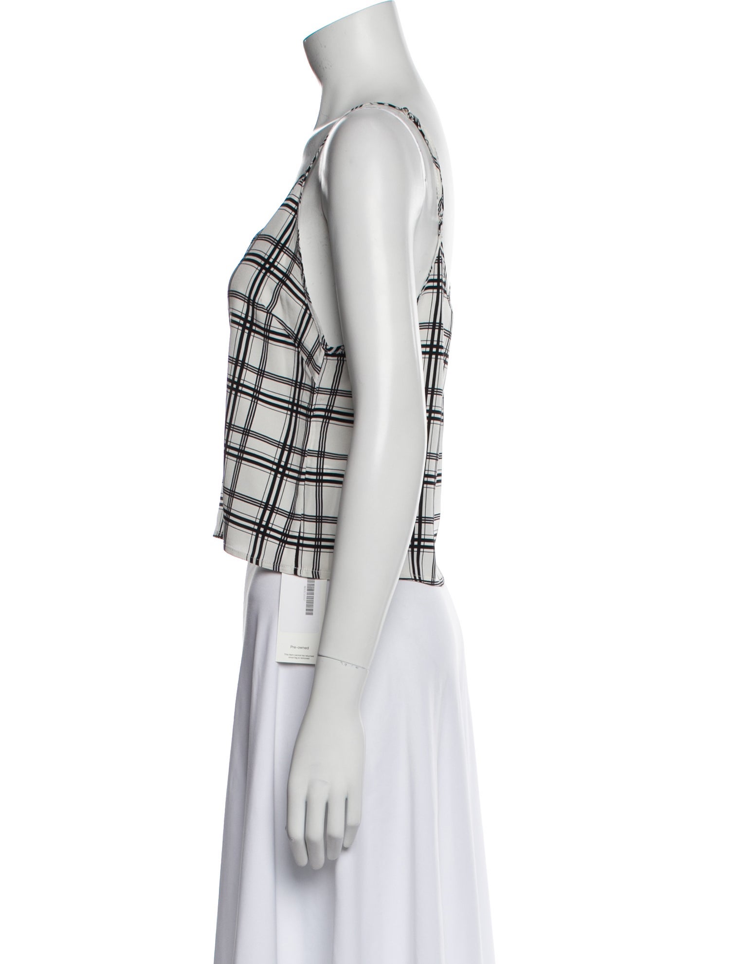 Marissa Webb Silk Plaid Print Crop Top