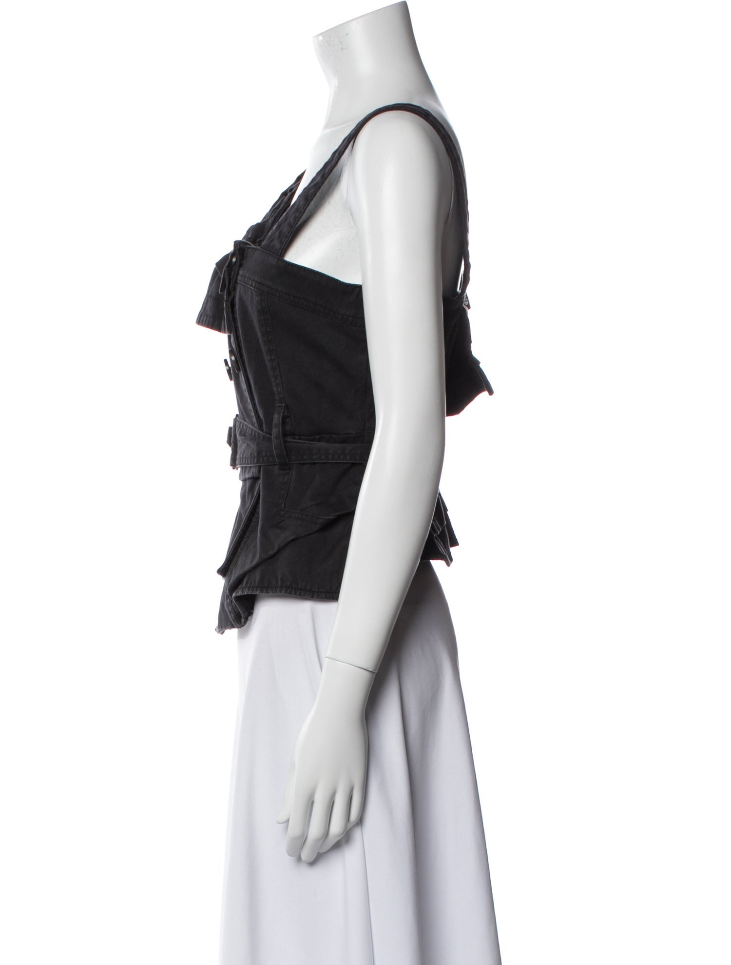 Marissa Webb Square Neckline Sleeveless Crop Top