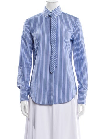 Pre-owned Marissa Webb Striped Long Sleeve Blouse In Blue