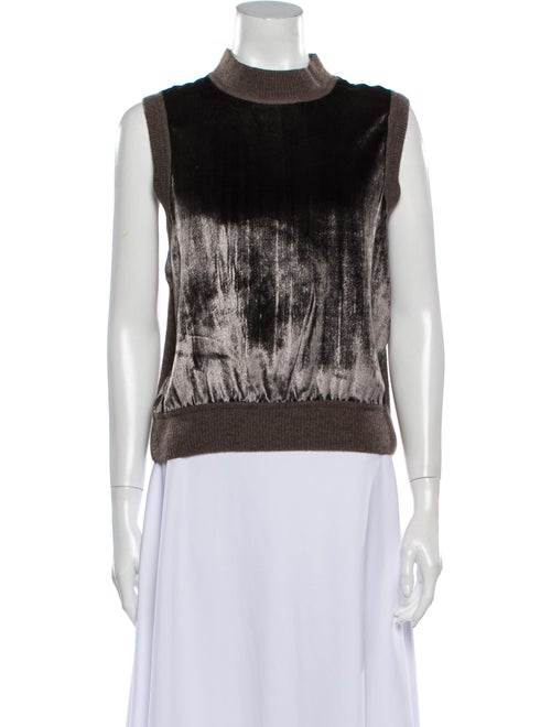 Maiyet Mock Neck Sleeveless Top Brown