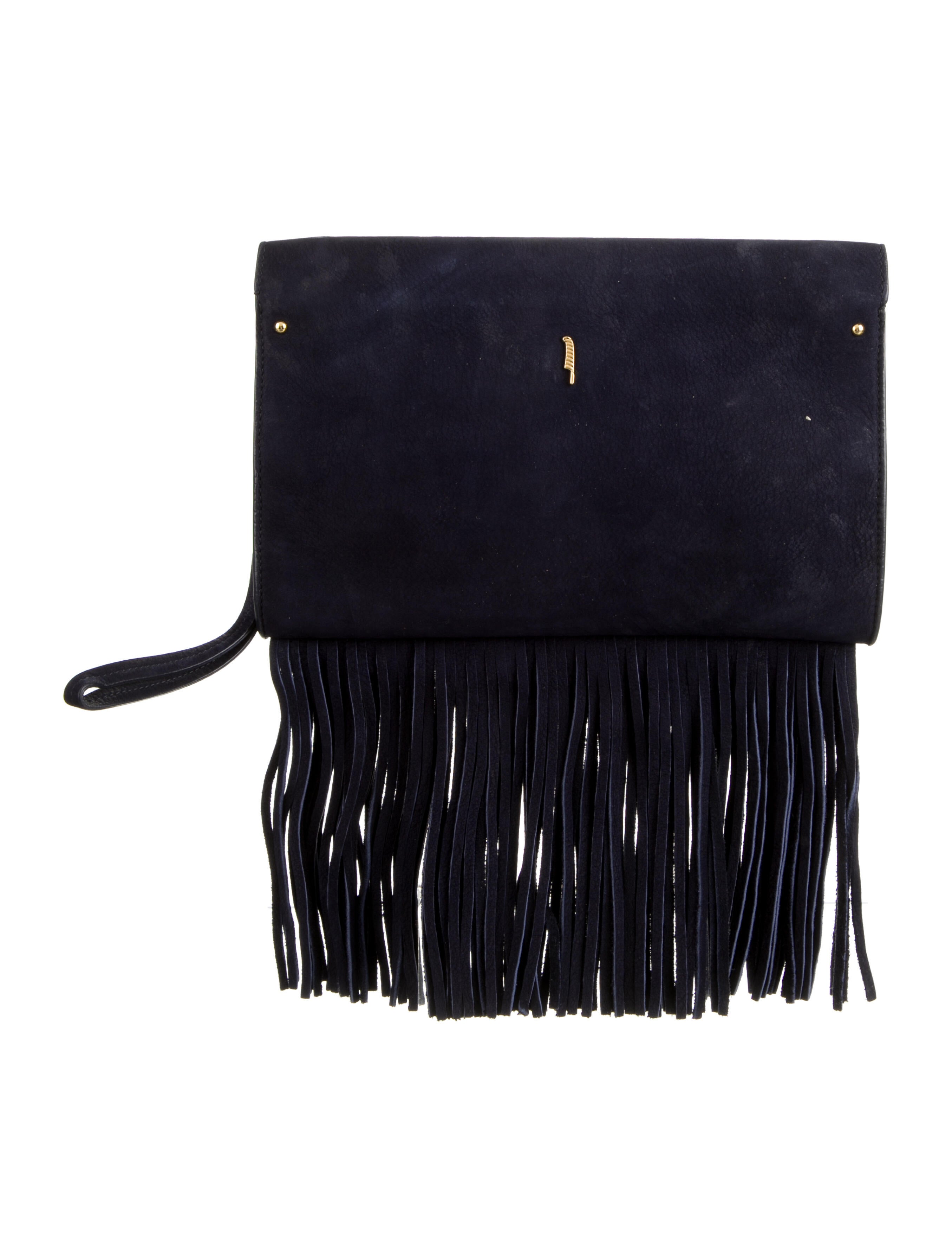 Maiyet Suede Fringe Trimmed Clutch Blue Clutches, Handbags MAY24635 The RealReal