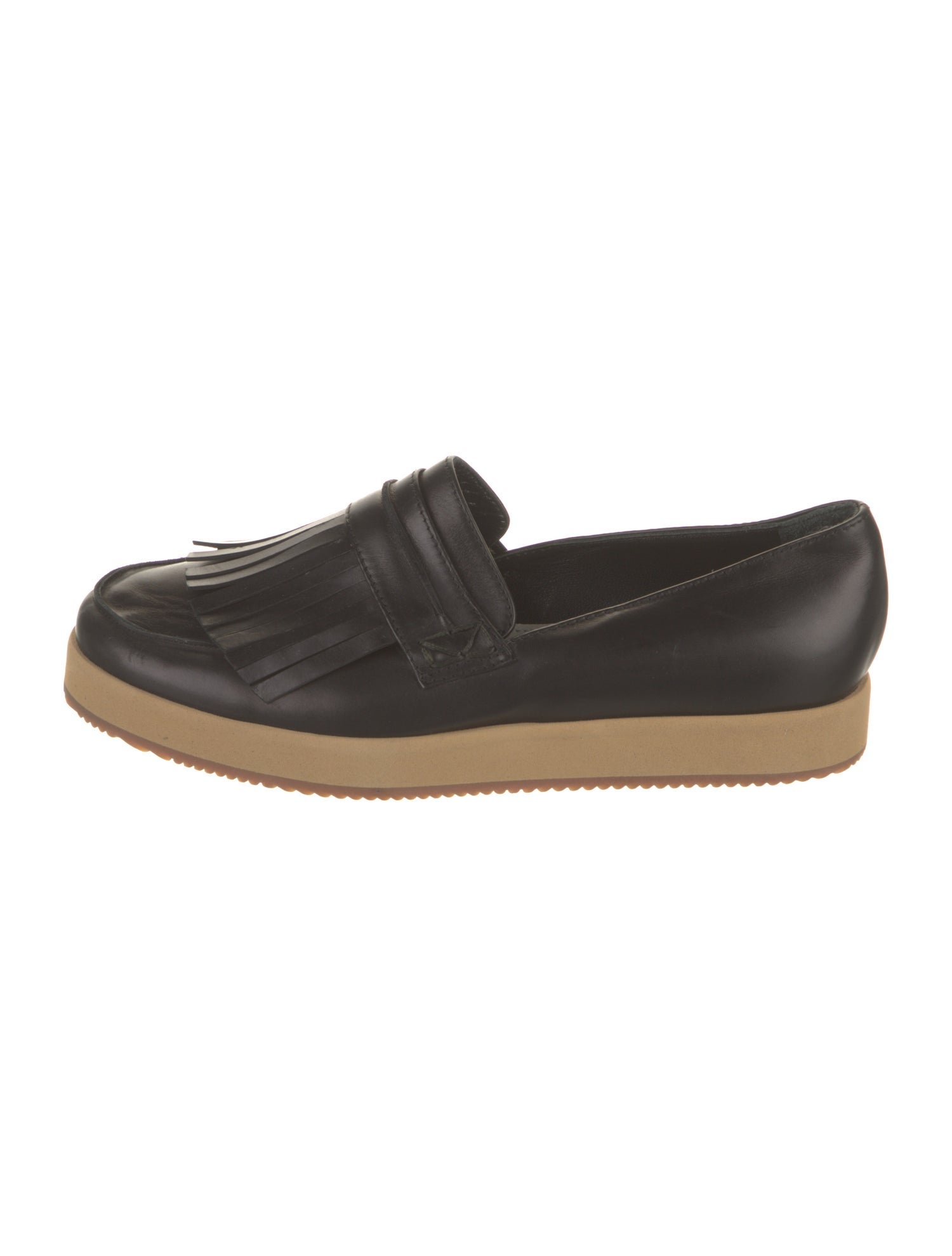 Maiyet Leather Fringe Trim Accent Loafers