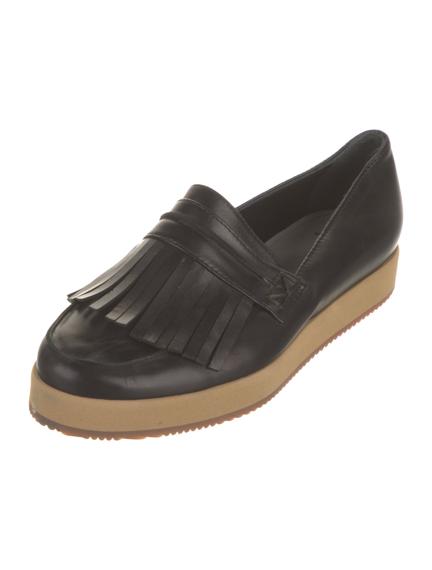 Maiyet Leather Fringe Trim Accent Loafers