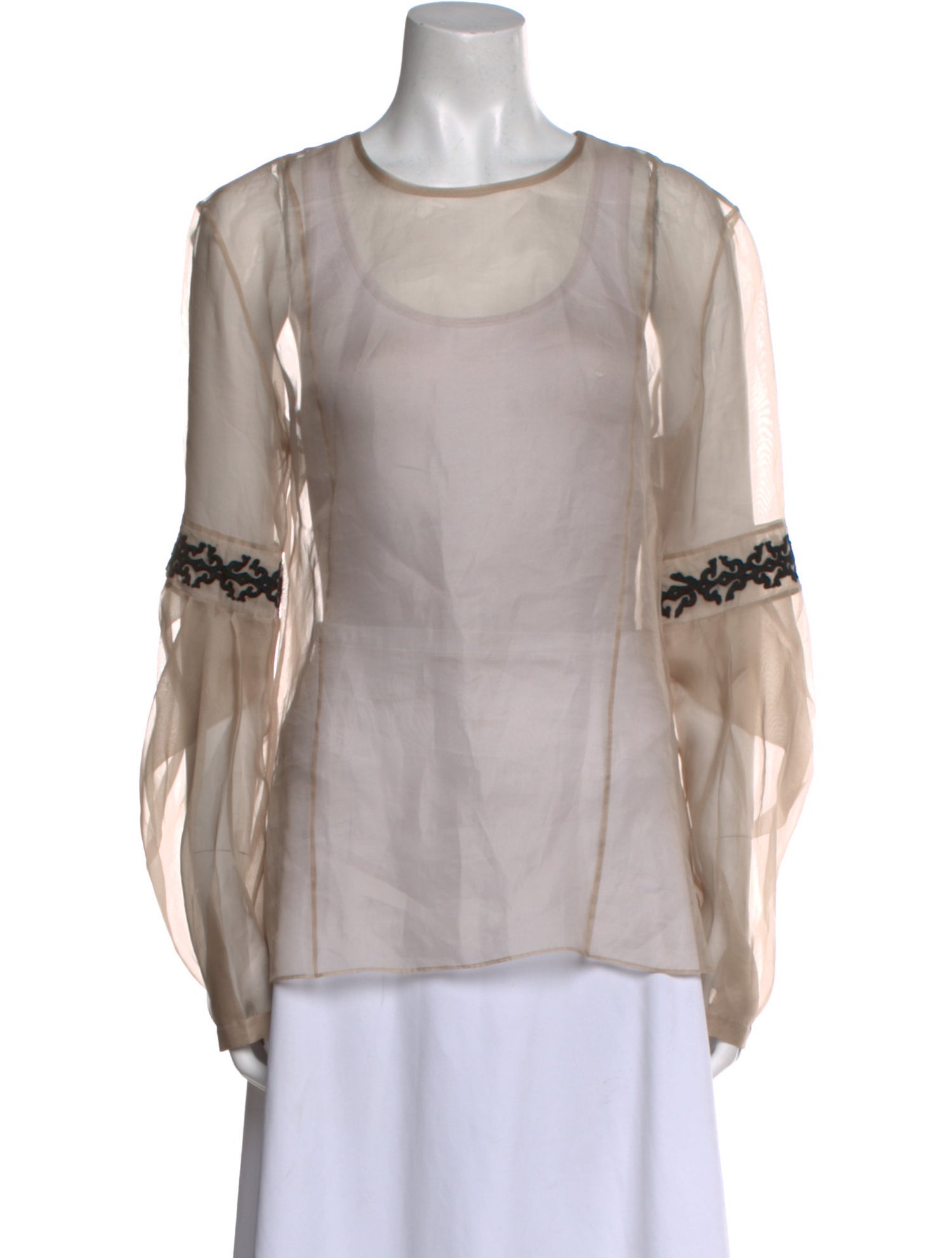Maiyet Scoop Neck Long Sleeve Blouse