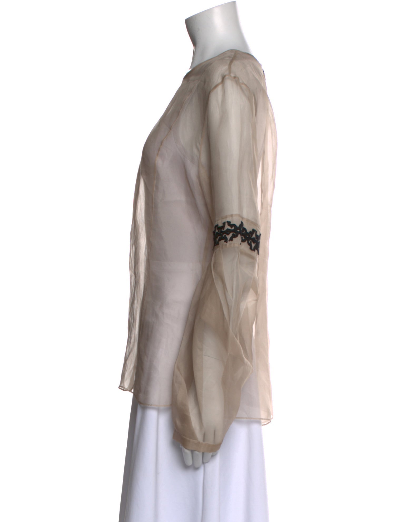 Maiyet Scoop Neck Long Sleeve Blouse