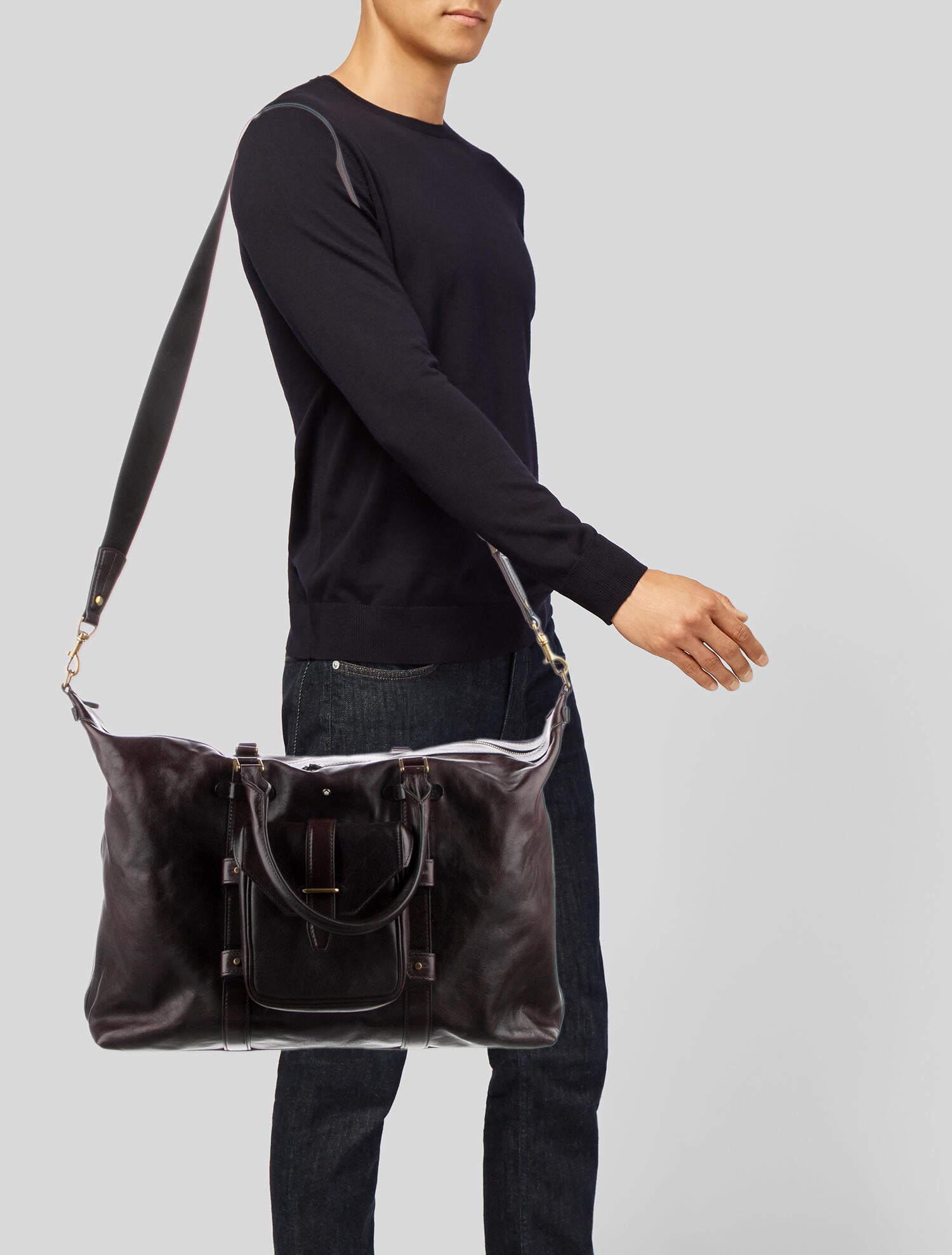 Montblanc Smooth Leather Messenger Bag Brown Messenger Bags, Bags MBL29465 The RealReal