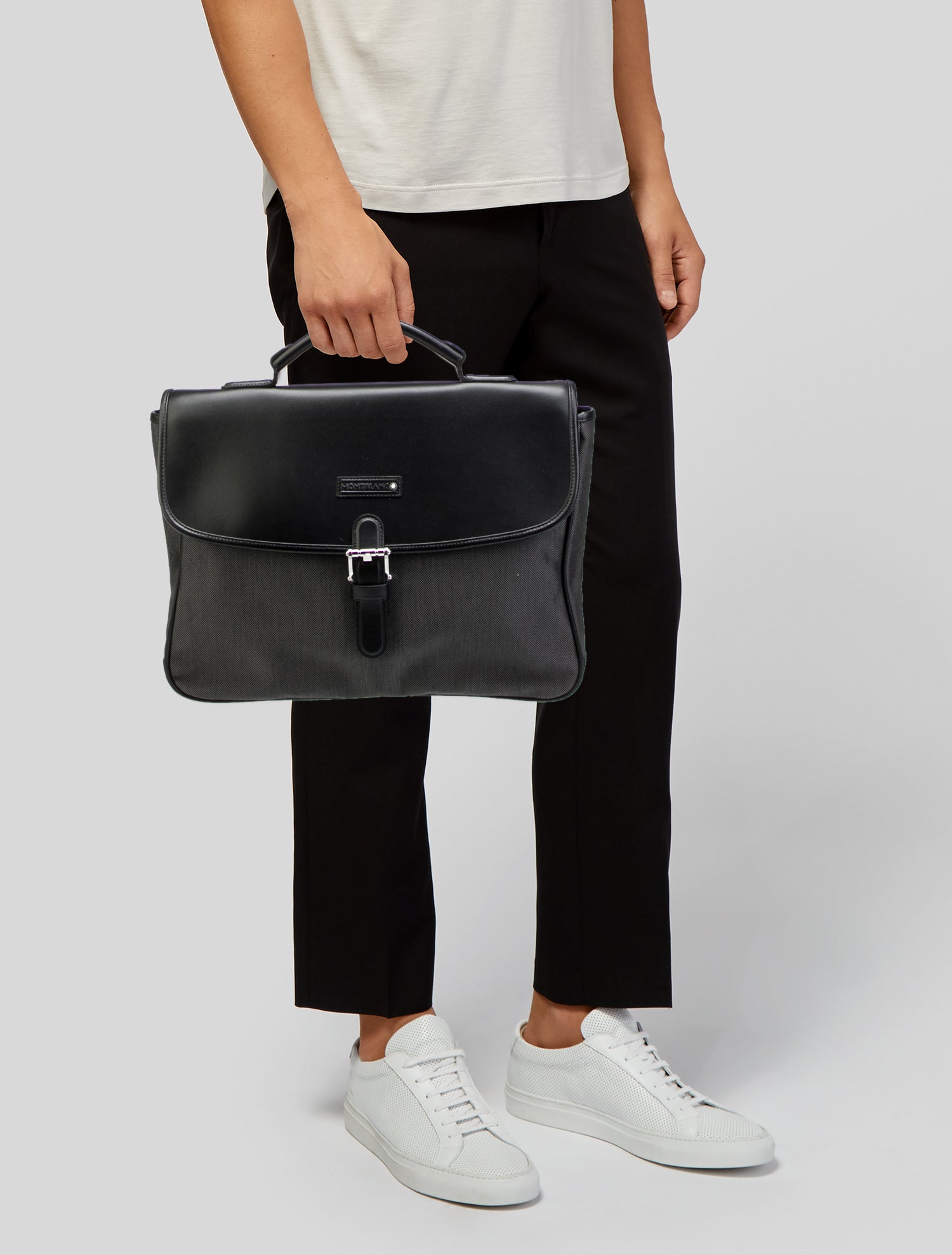 Montblanc Leather-Trimmed Canvas Briefcase