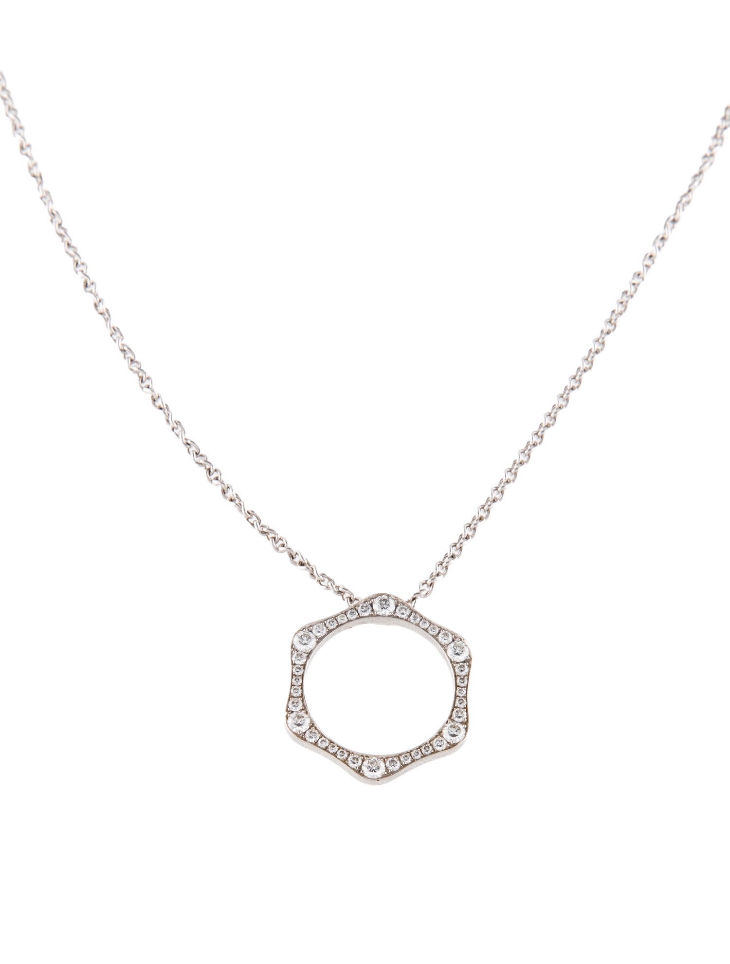 Montblanc 18K Diamond Hexagon Pendant Necklace