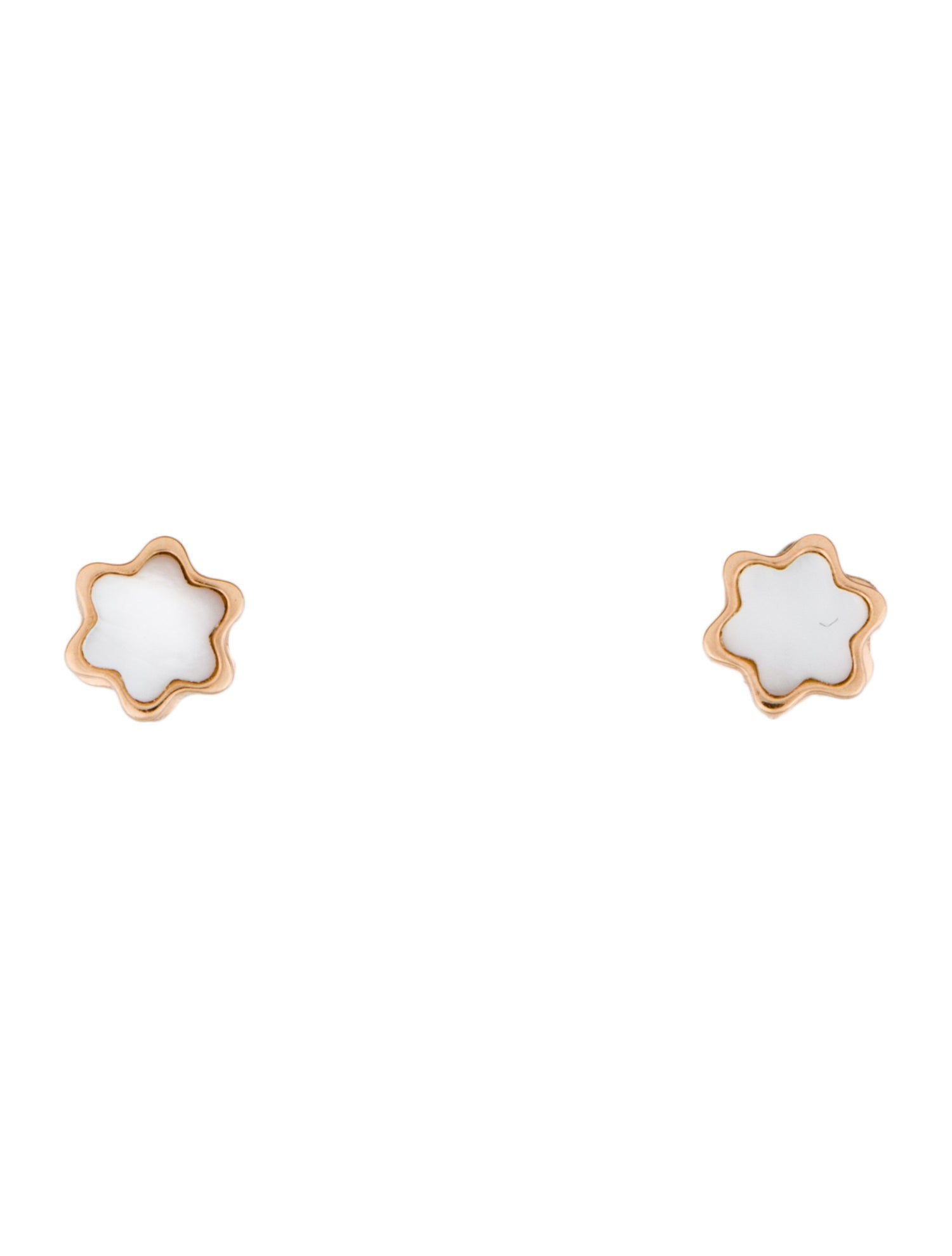 Montblanc 18K Mother of Pearl Star Signet Stud Earrings