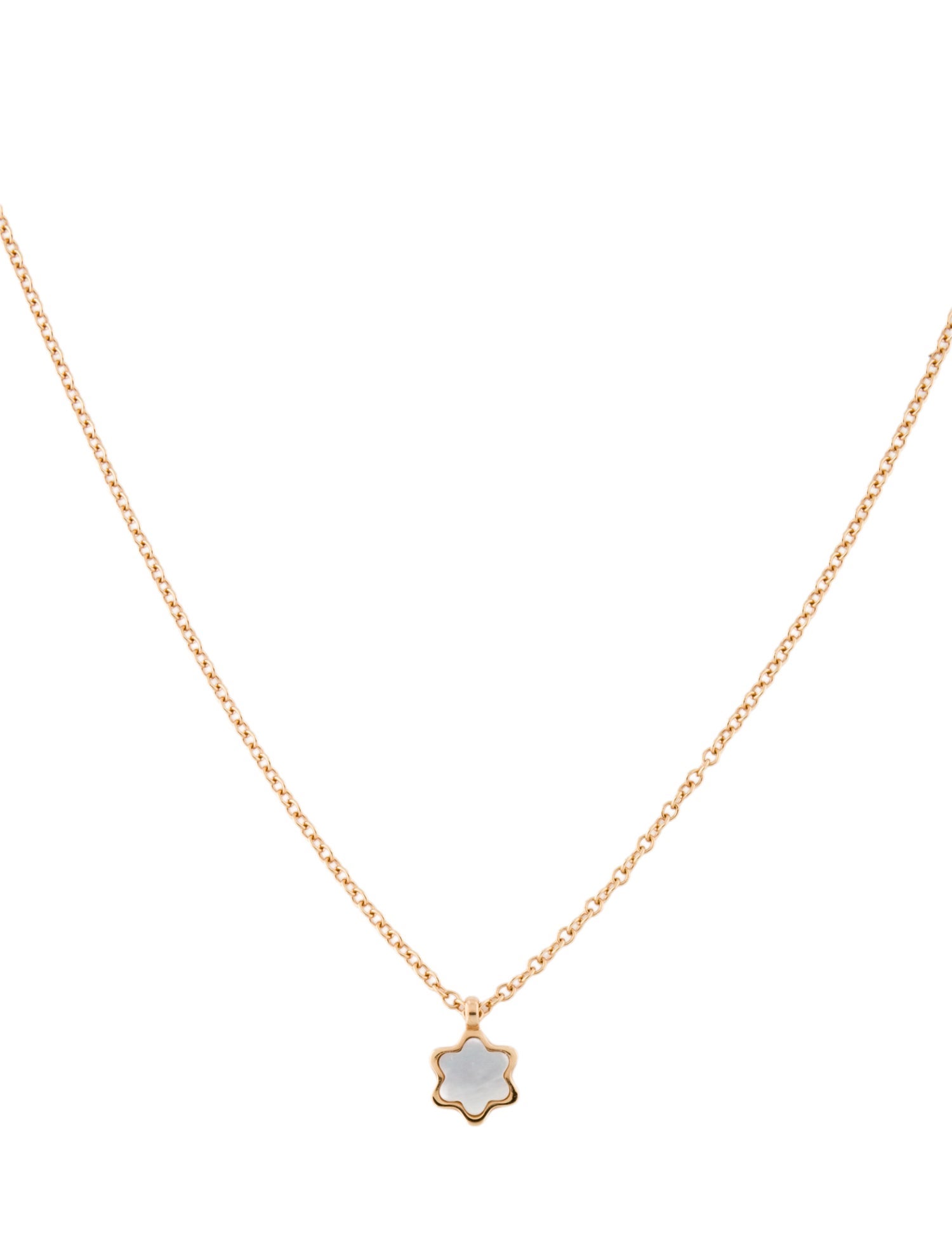 Montblanc 18K Mother of Pearl Star Signet Pendant Necklace
