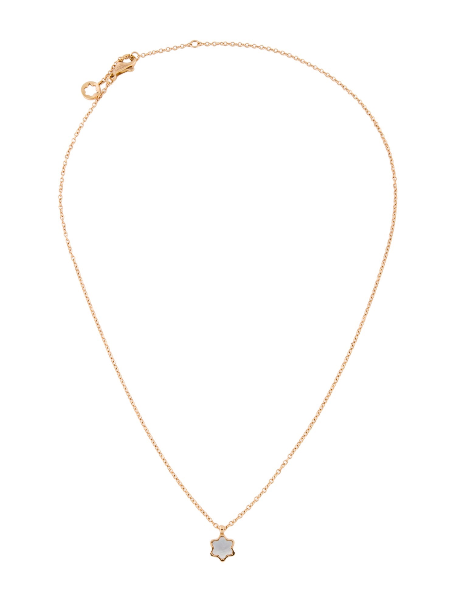 Montblanc 18K Mother of Pearl Star Signet Pendant Necklace