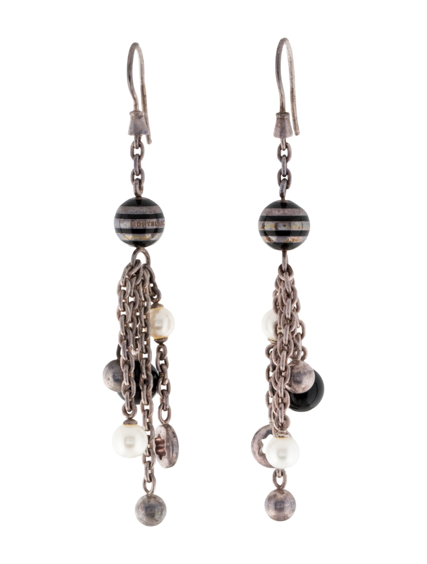 Montblanc Pearl & Onyx Drop Earrings