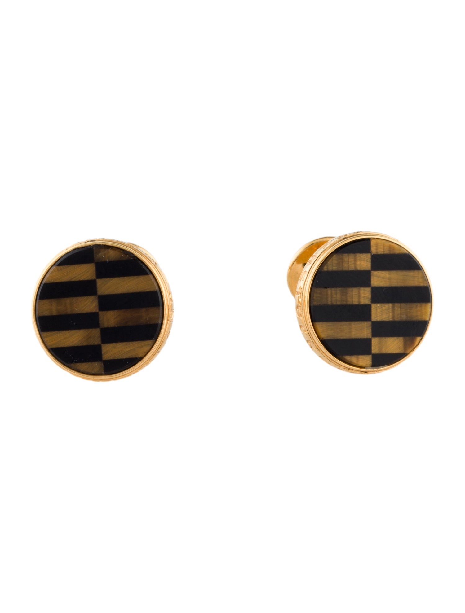 Montblanc Tiger's Eye Quartz & Onyx Inlay Meisterstück Cufflinks
