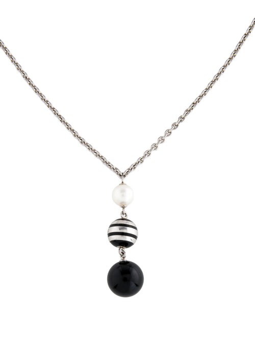 Montblanc Pearl, Onyx & Enamel Pendant Necklace