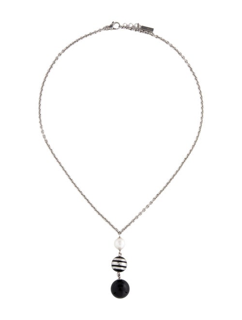 Montblanc Pearl, Onyx & Enamel Pendant Necklace