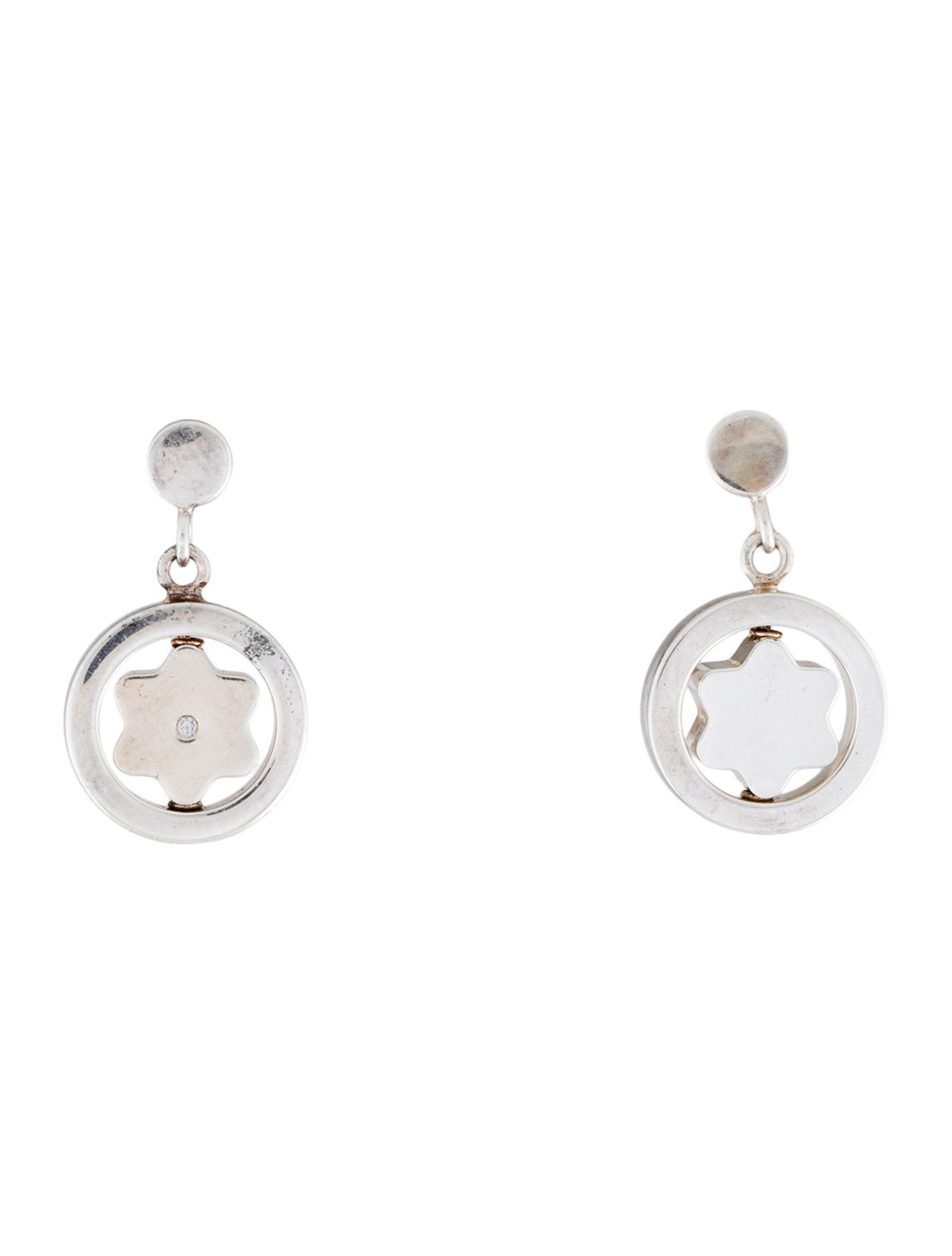 Montblanc Diamond Star Signet Drop Earrings