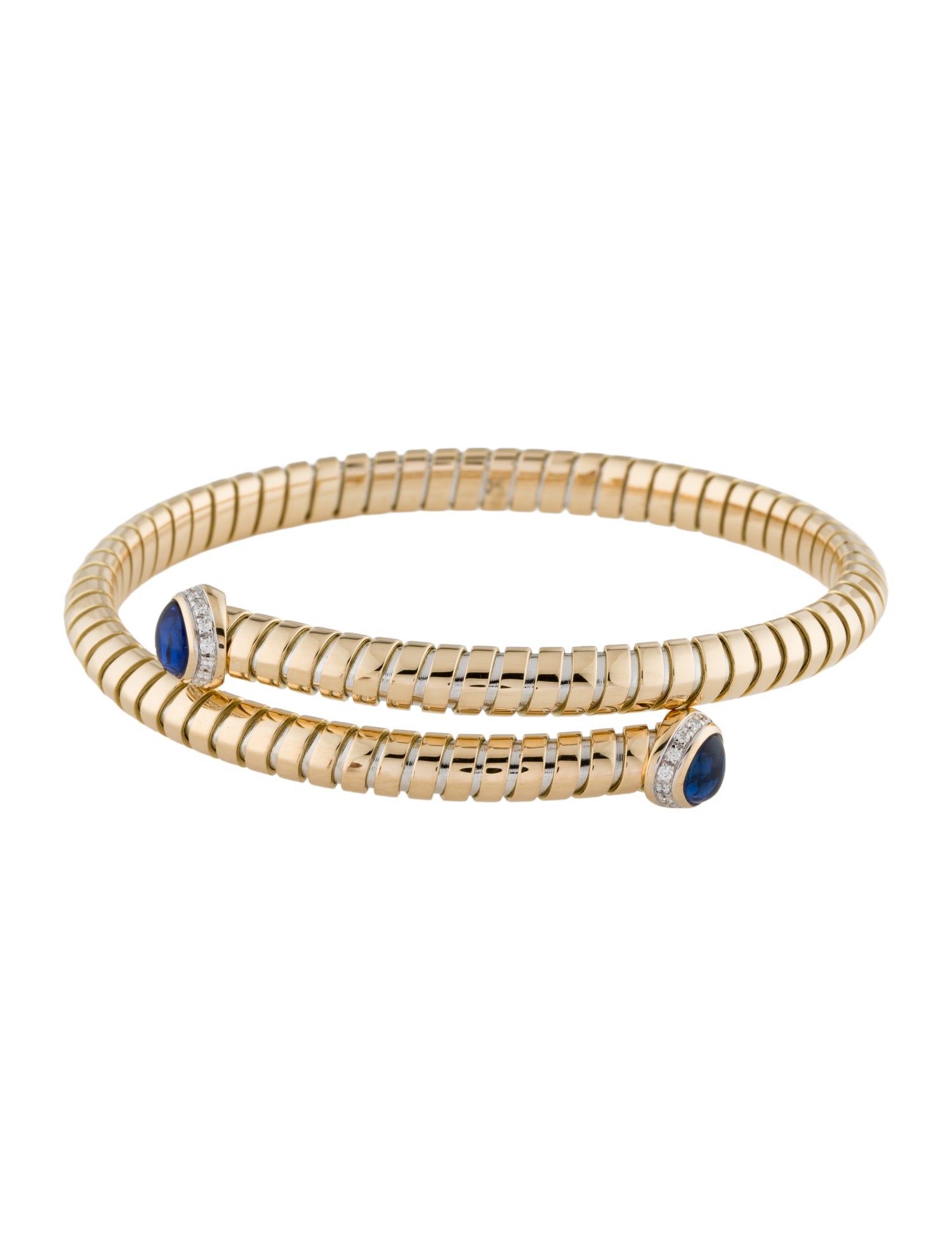 Marina B 18K Sapphire & Diamond Trisolina Bypass Bangle
