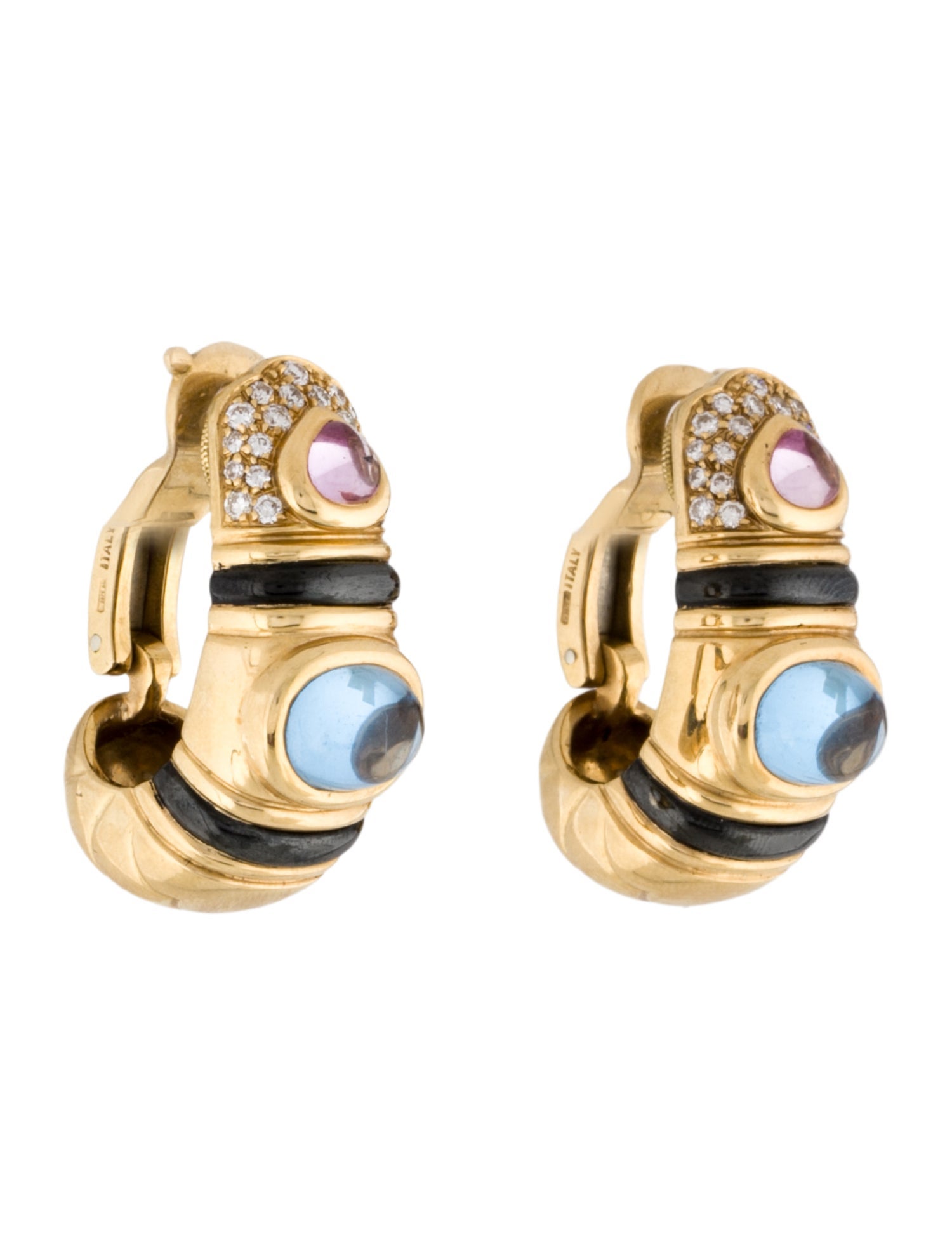 Marina B 18K Synthetic Sapphire, Synthetic Spinel, & Diamond Earclip Earrings