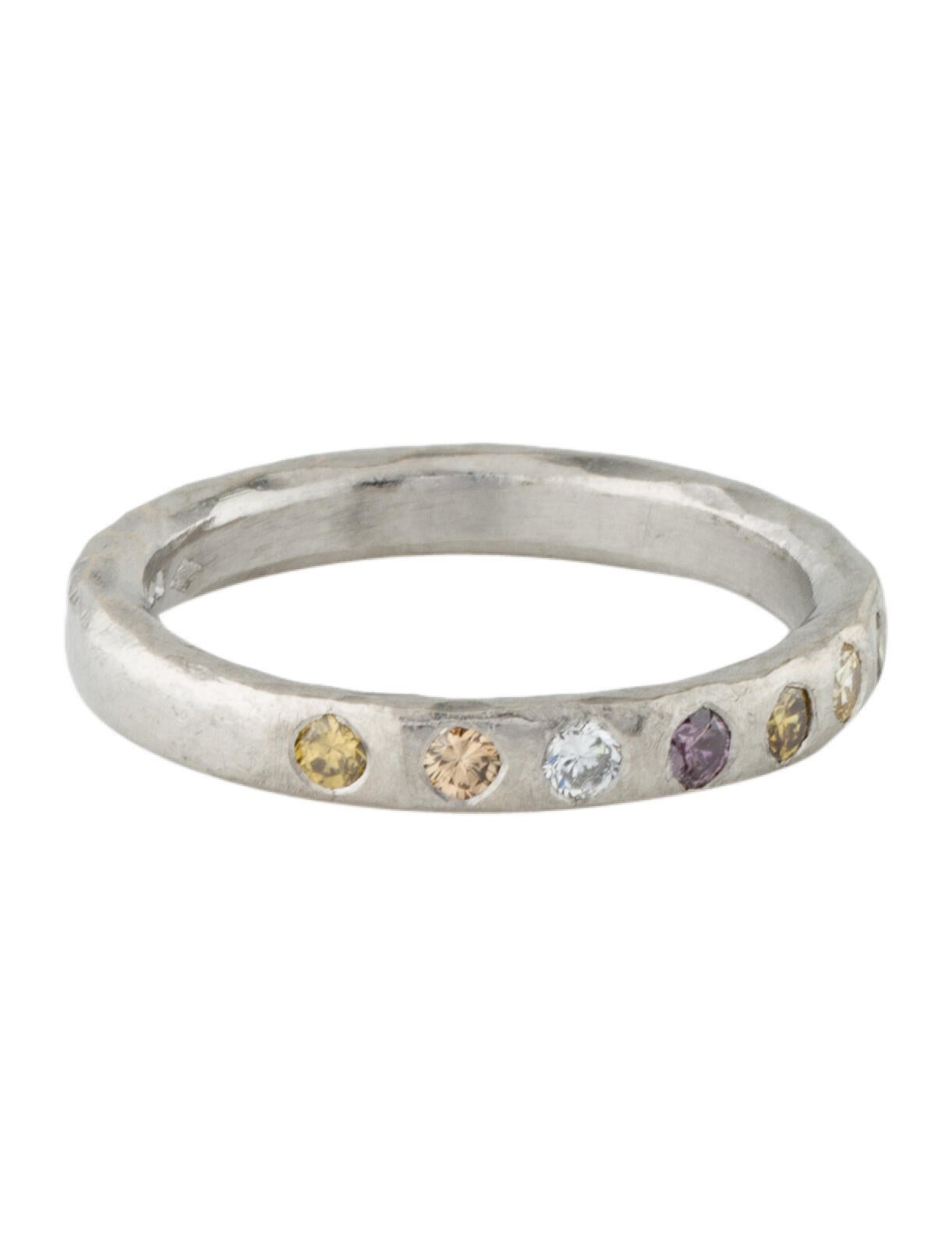 Malcolm Betts Platinum Hammered Diamond Band