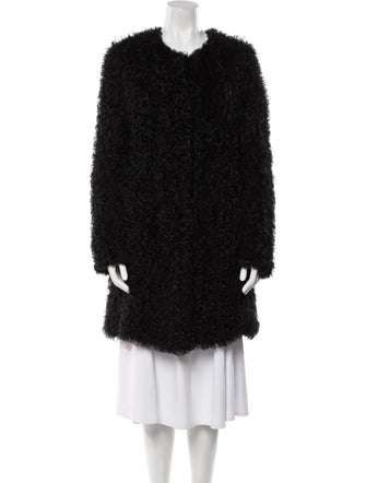 Meteo by Yves Salomon Lamb Leather Faux Fur Coat