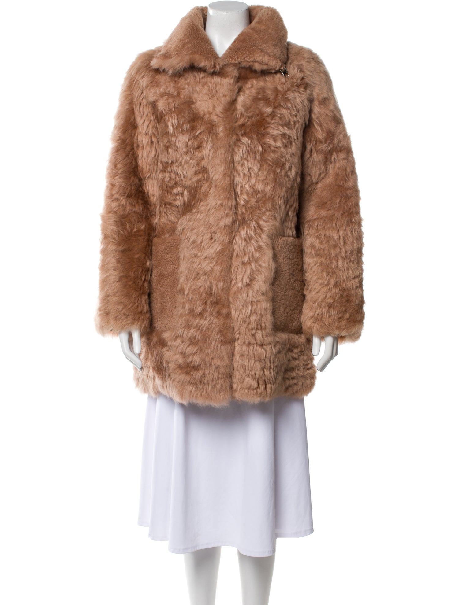 Meteo by Yves Salomon Leather Faux Fur Coat