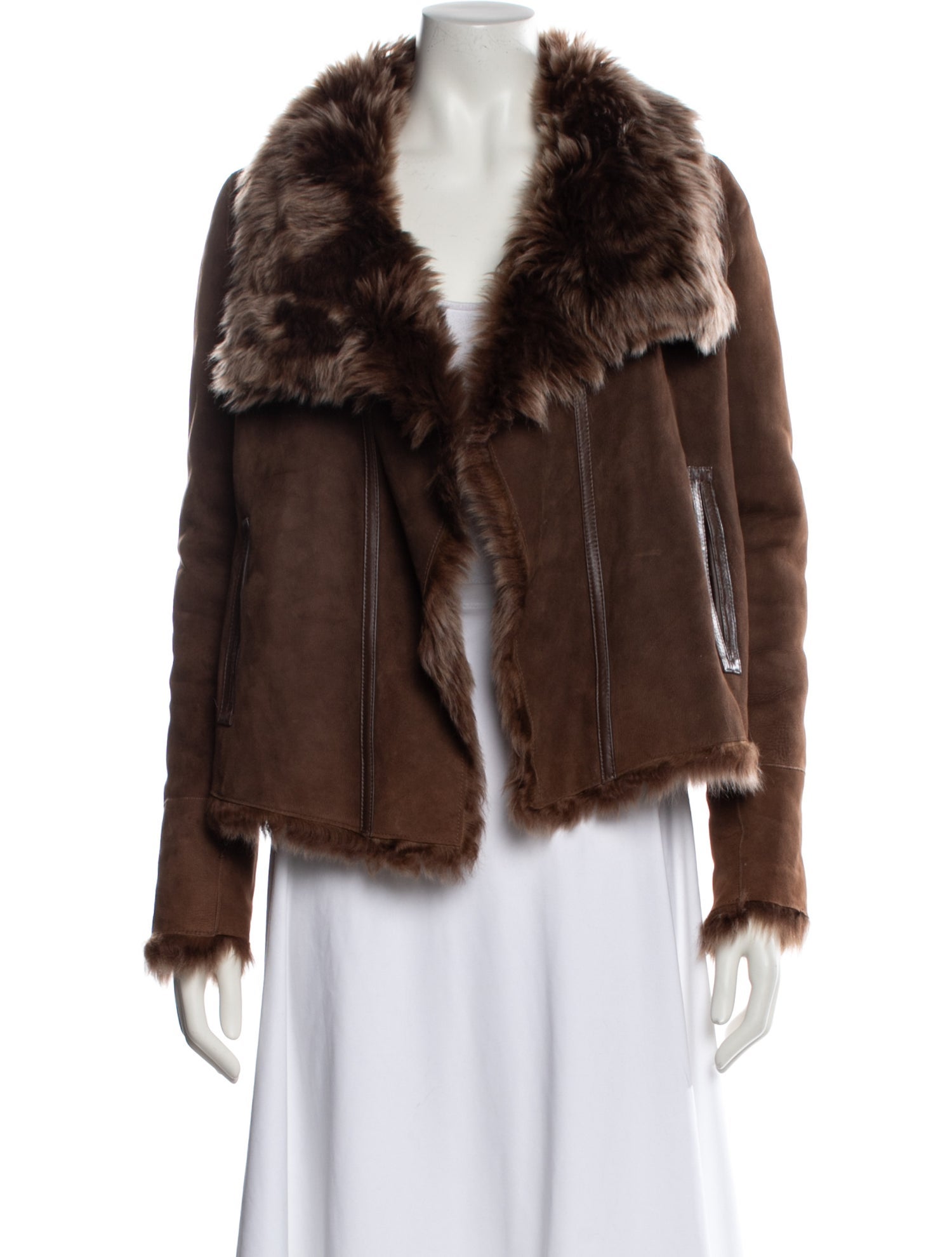 Meteo by Yves Salomon Lamb Leather Faux Fur Coat
