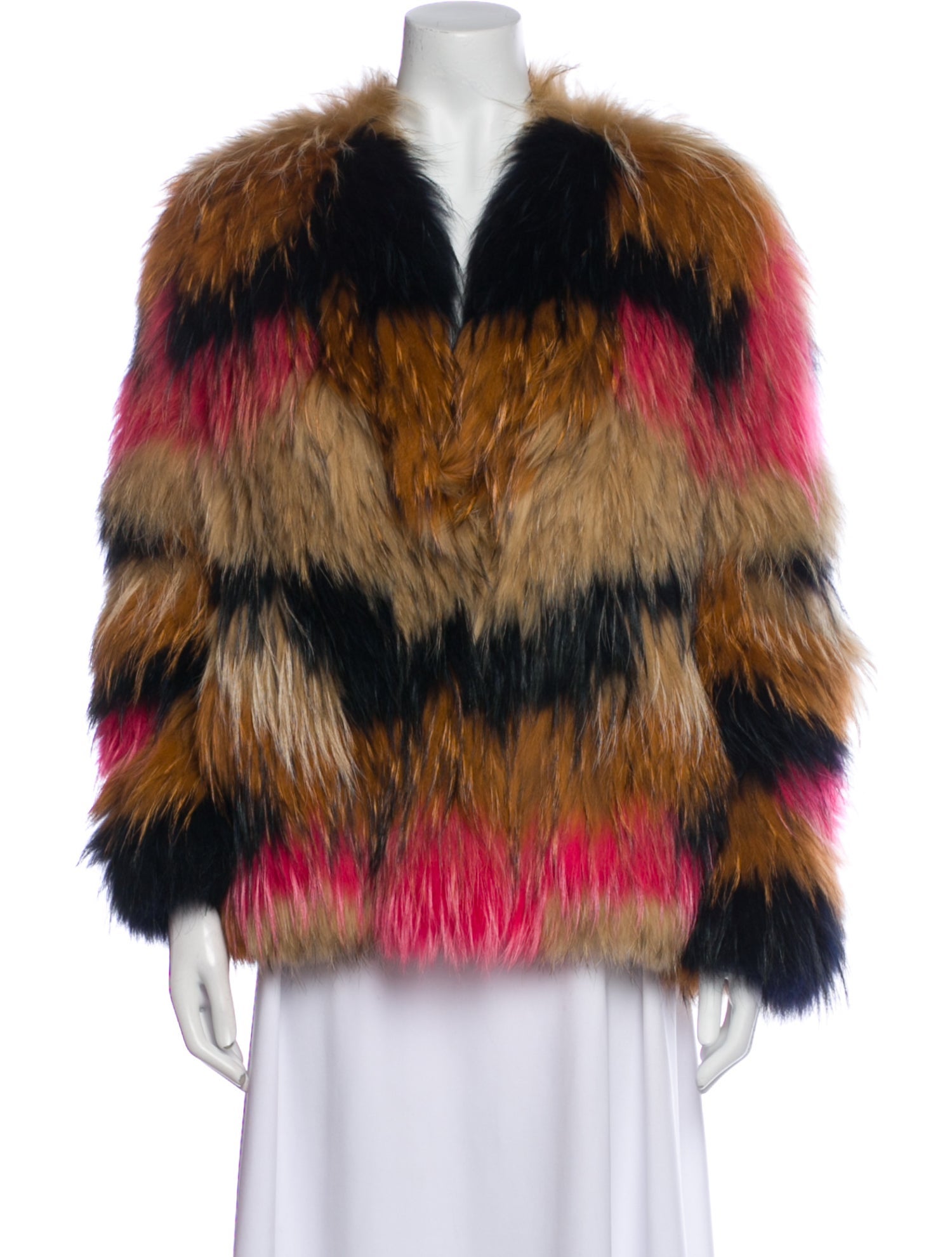 Meteo by Yves Salomon Striped Fur Jacket