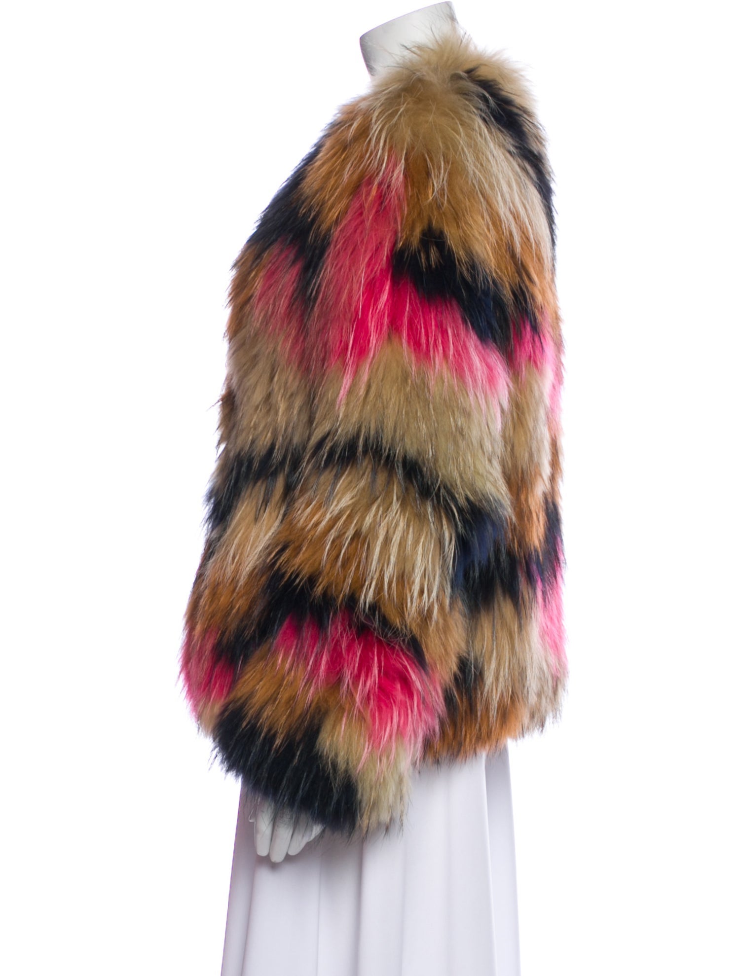 Meteo by Yves Salomon Striped Fur Jacket
