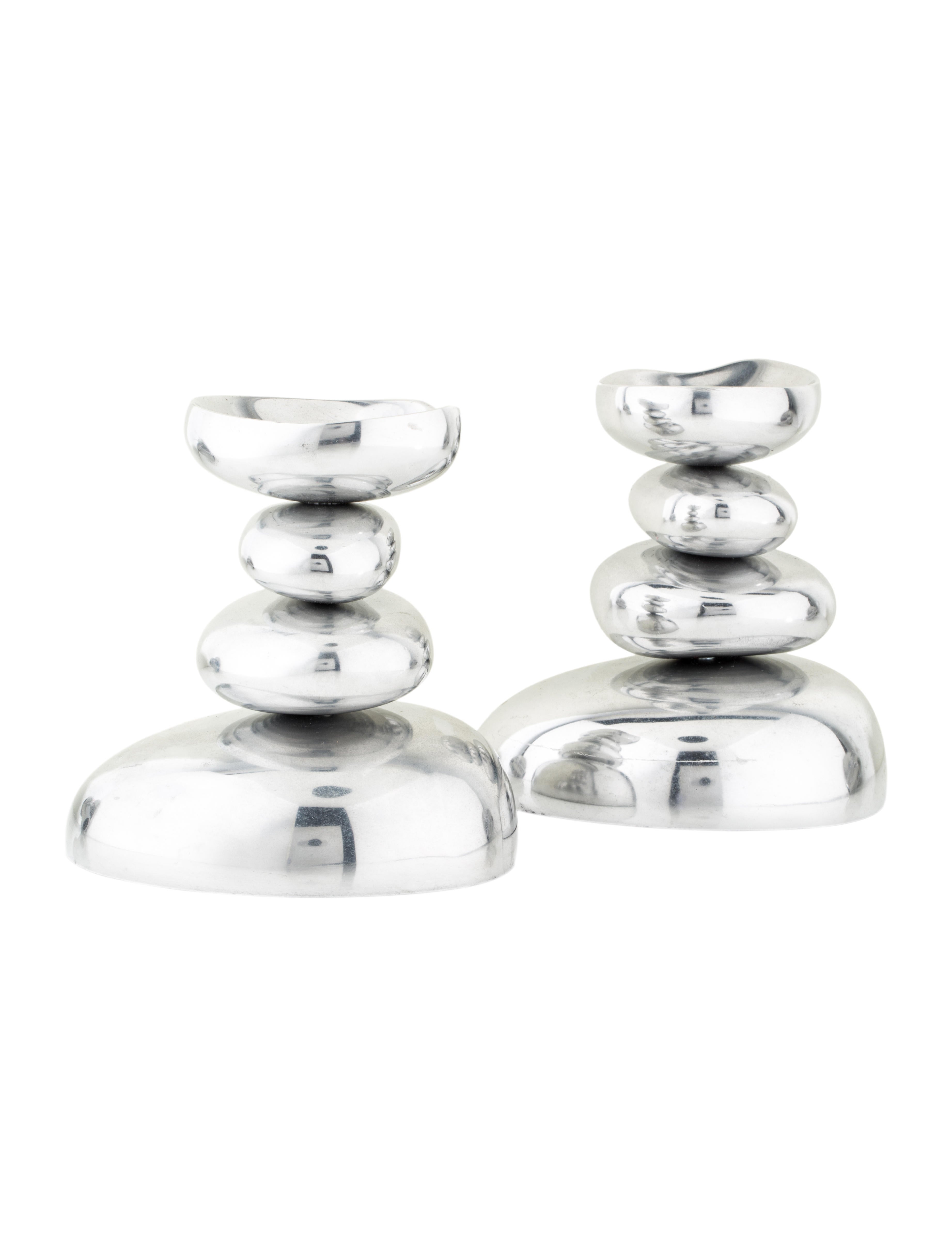 Michael Aram River Rock Candle Holders Silver MCA20326 The RealReal