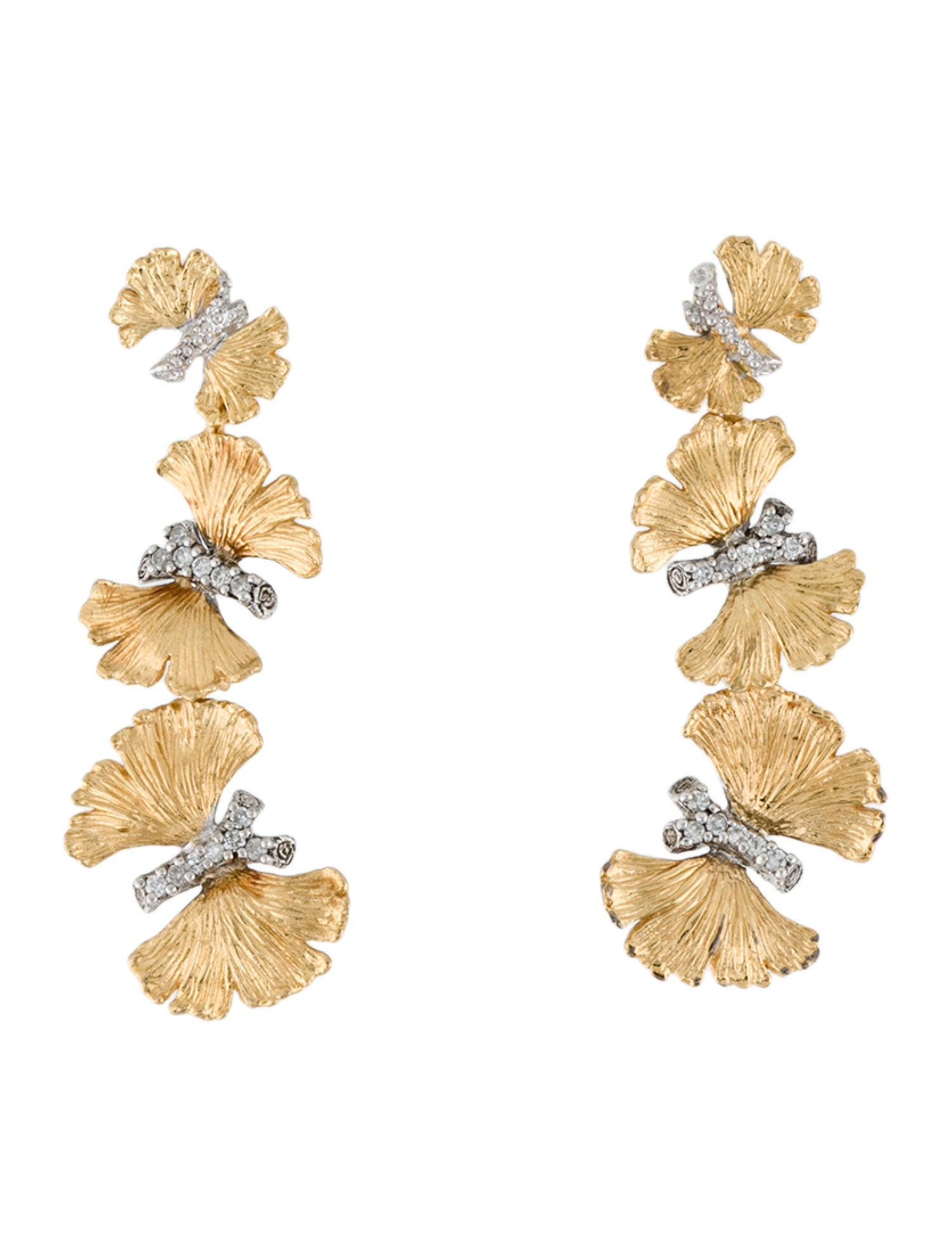 Michael Aram 18K Diamond Butterfly Ginko Drop Earrings