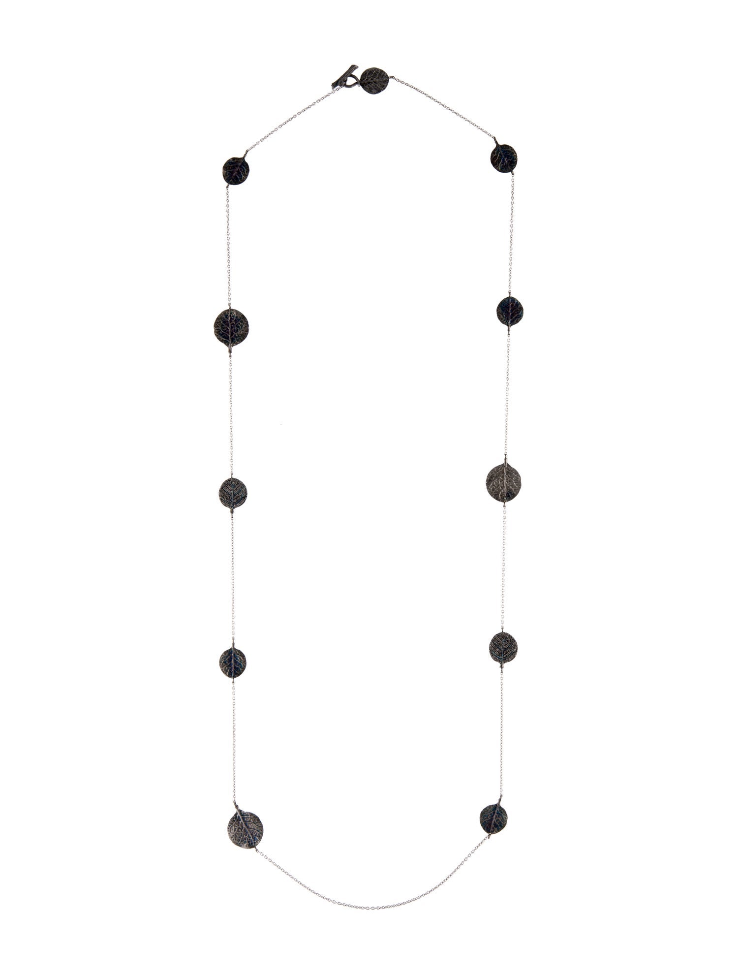 Michael Aram Black Diamond Pavée Botanical Leaf Long Station Necklace